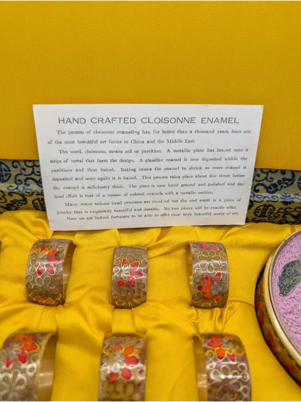 Chinese Cloisonné Enamel Table Set in the Original Decorative Box as is